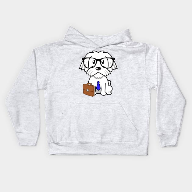 Cute white Dog is a colleague at work Kids Hoodie by Pet Station